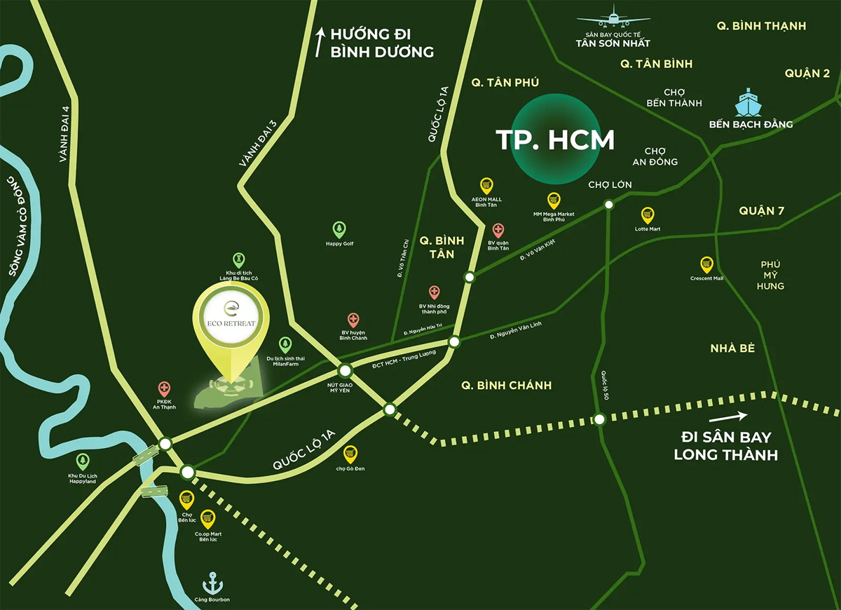 VỊ TRÍ DỰ ÁN ECO RETREAT LONG AN